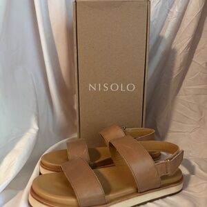 Nisolo Women's Go-To Flatform Leather Sandal 2.0, Almond, Size 7, NEW IN BOX!!!